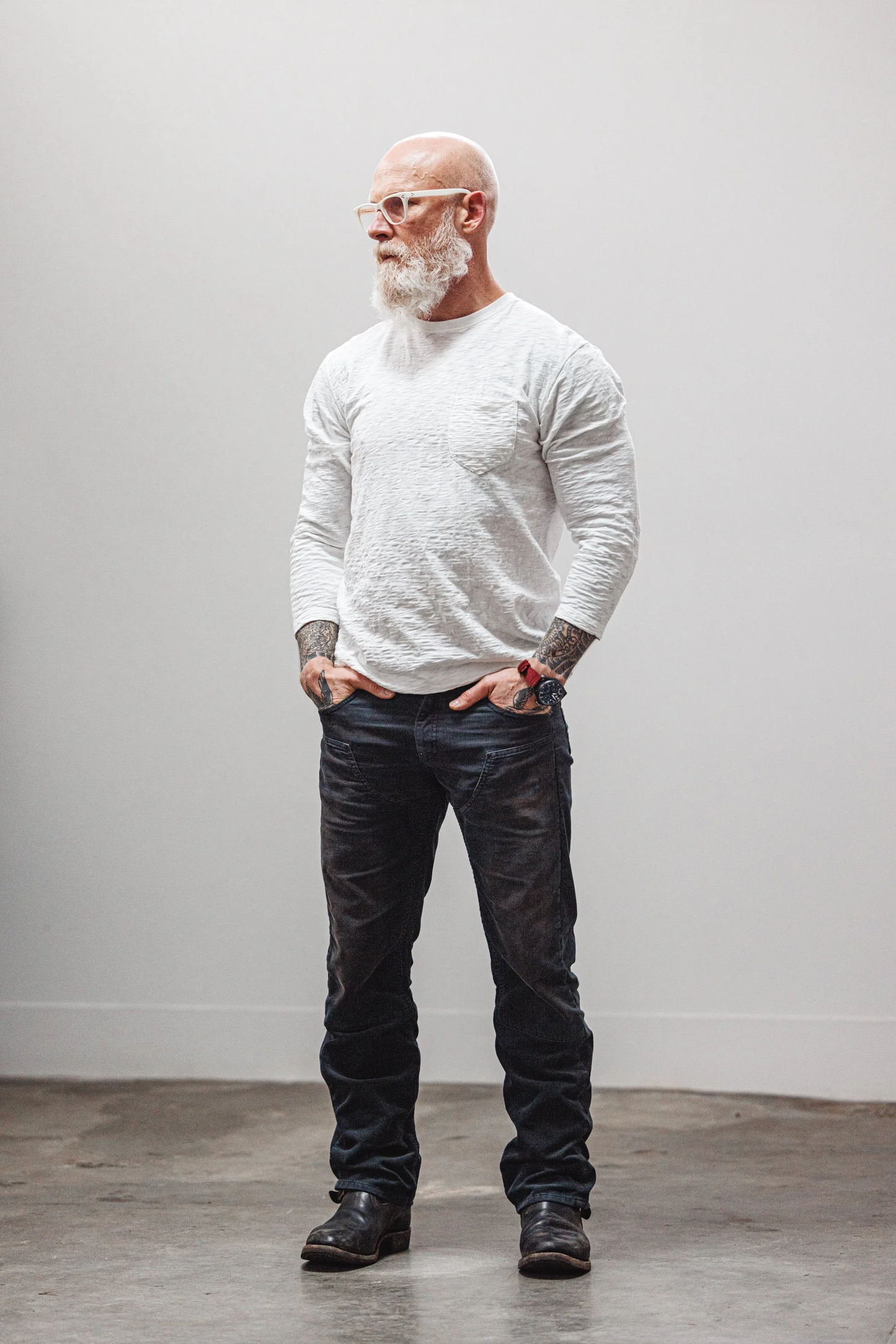 Black Bear Brand BLACK Double Front Bleached/Distressed Cords