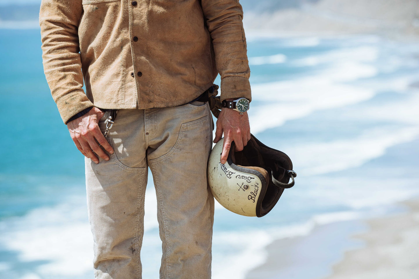 Black Bear Brand Wフロント アイボリー洗い加工 コーデュロイパンツ