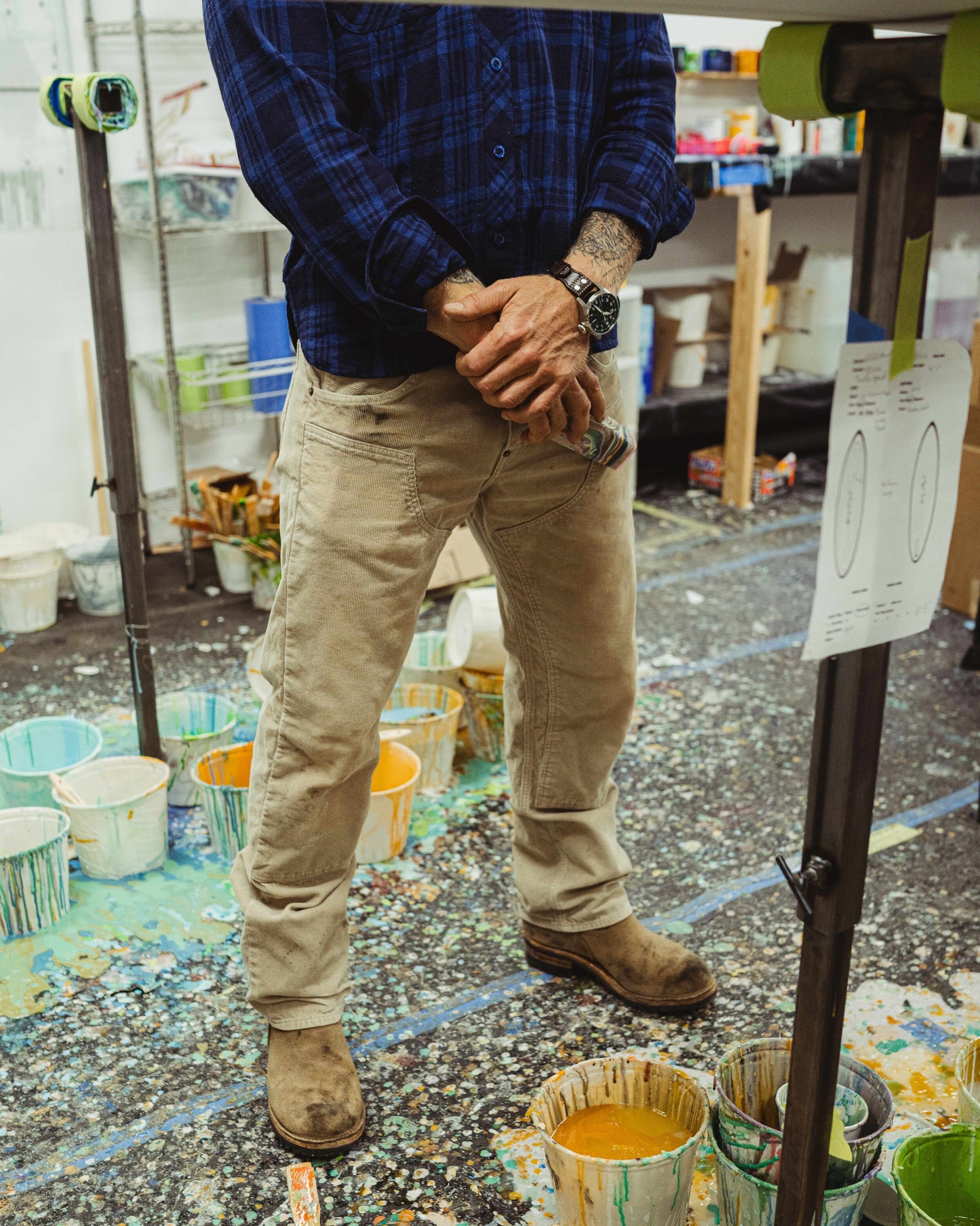 Black Bear Brand Wフロント アイボリー洗い加工 コーデュロイパンツ