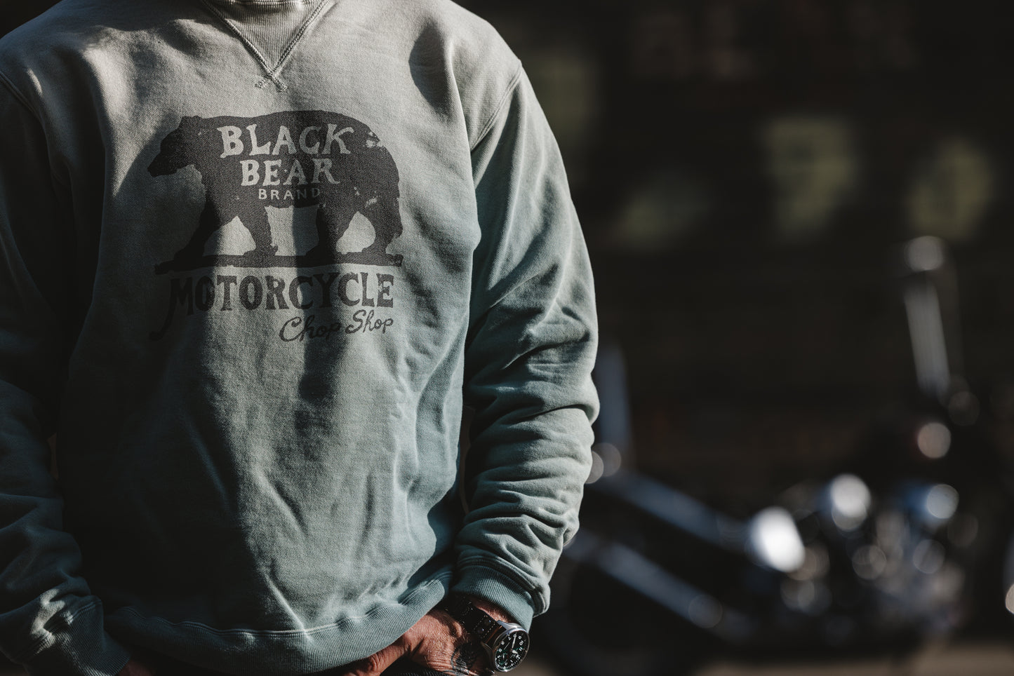 Black Bear Brand - FOREST GREEN CHOP SHOP Vintage Dyed French Terry Crew