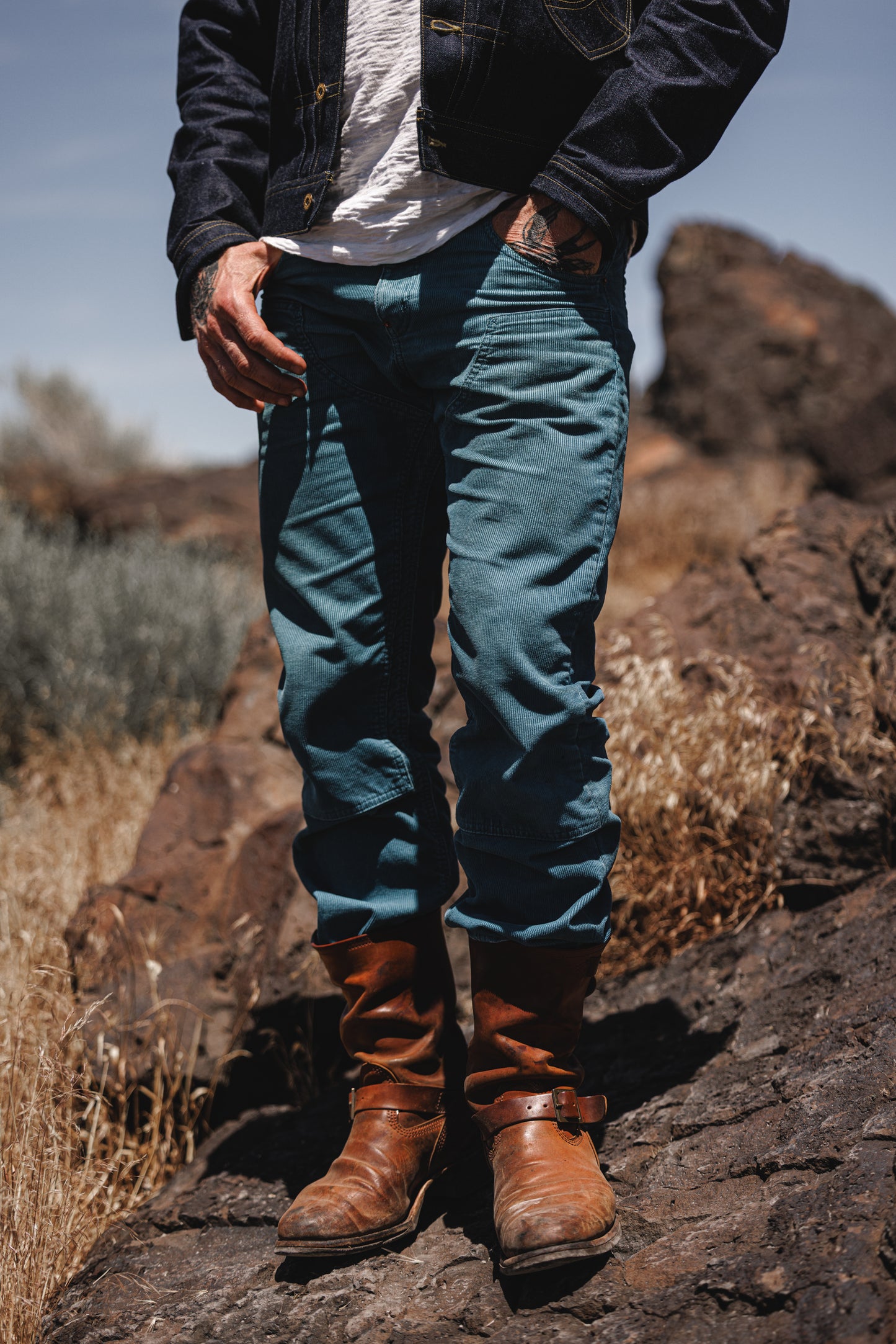 the Black Bear Brand Wフロントコーデュロイ OLD OCEAN Blue パンツ