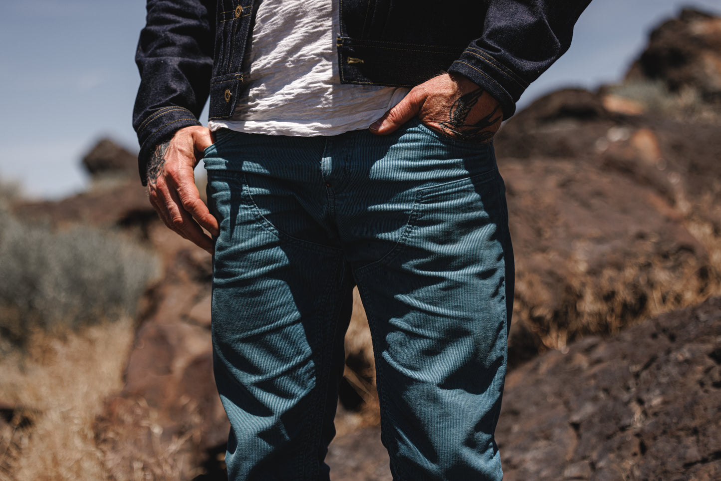 the Black Bear Brand Wフロントコーデュロイ OLD OCEAN Blue パンツ