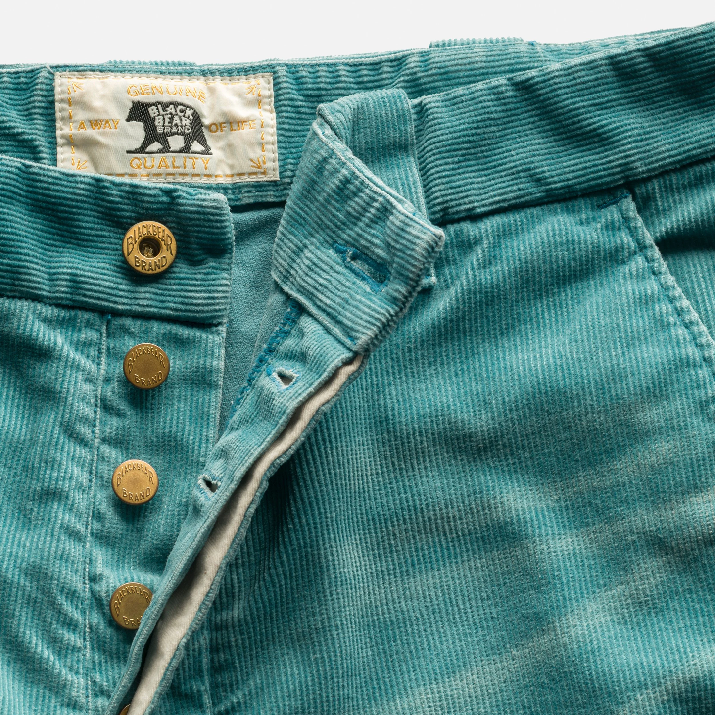 Ocean Blue Distressed Black Bear Brand Corduroy Short