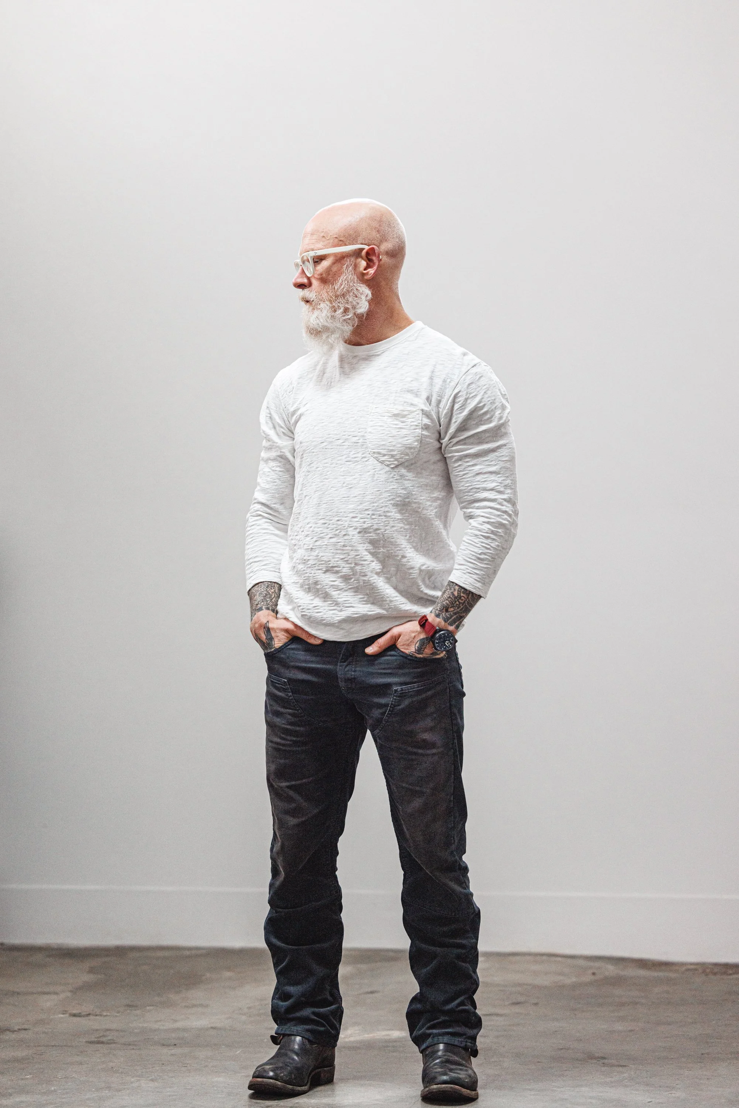 Black Bear Brand BLACK Double Front Bleached/Distressed Cords
