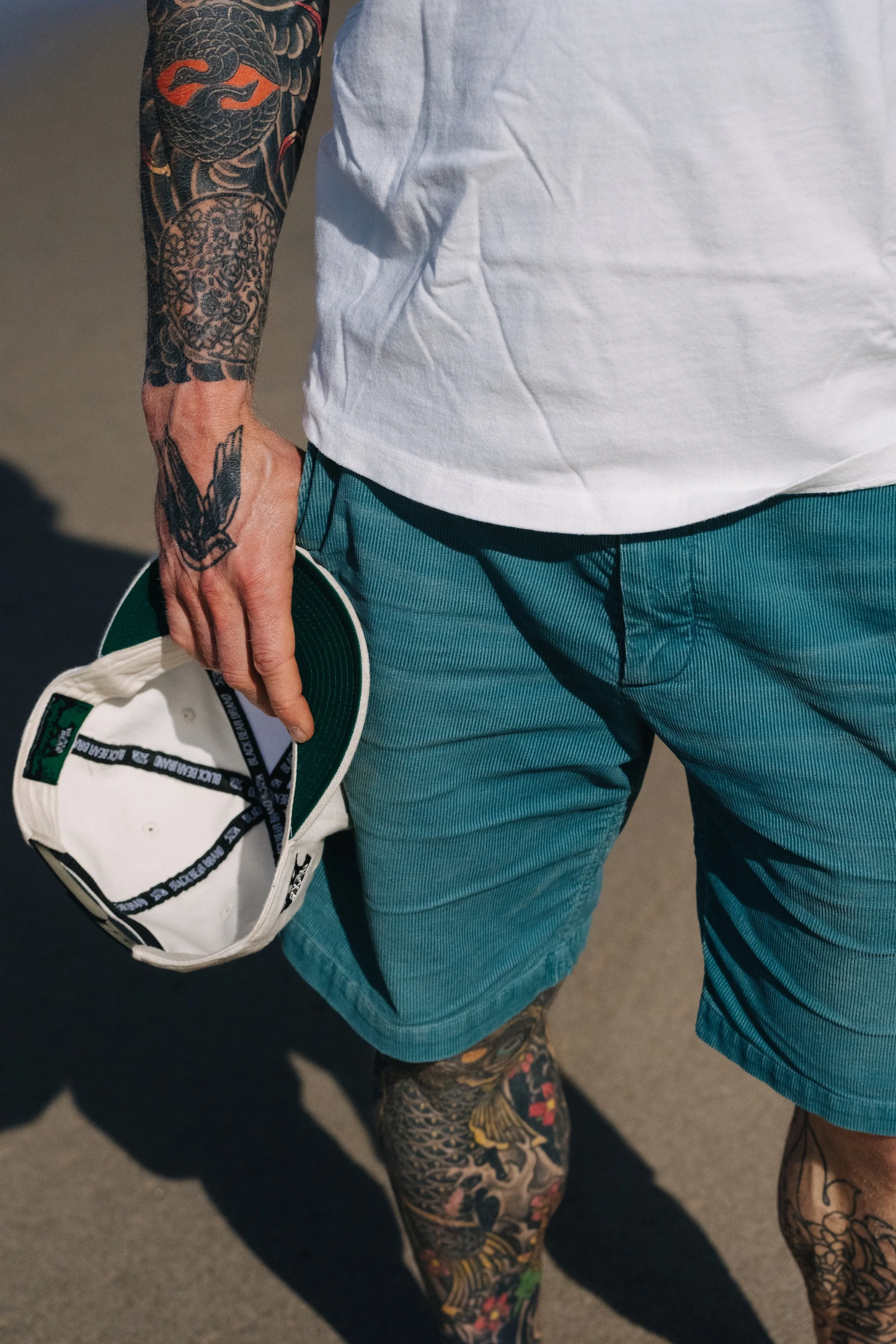 Ocean Blue Distressed Black Bear Brand Corduroy Short