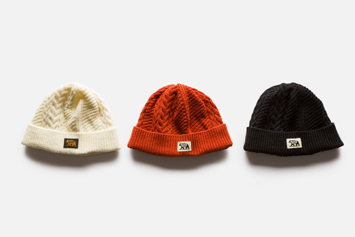 Black Bear Brand WOOL FIRE-ORANGE Cable Knit Watch Cap