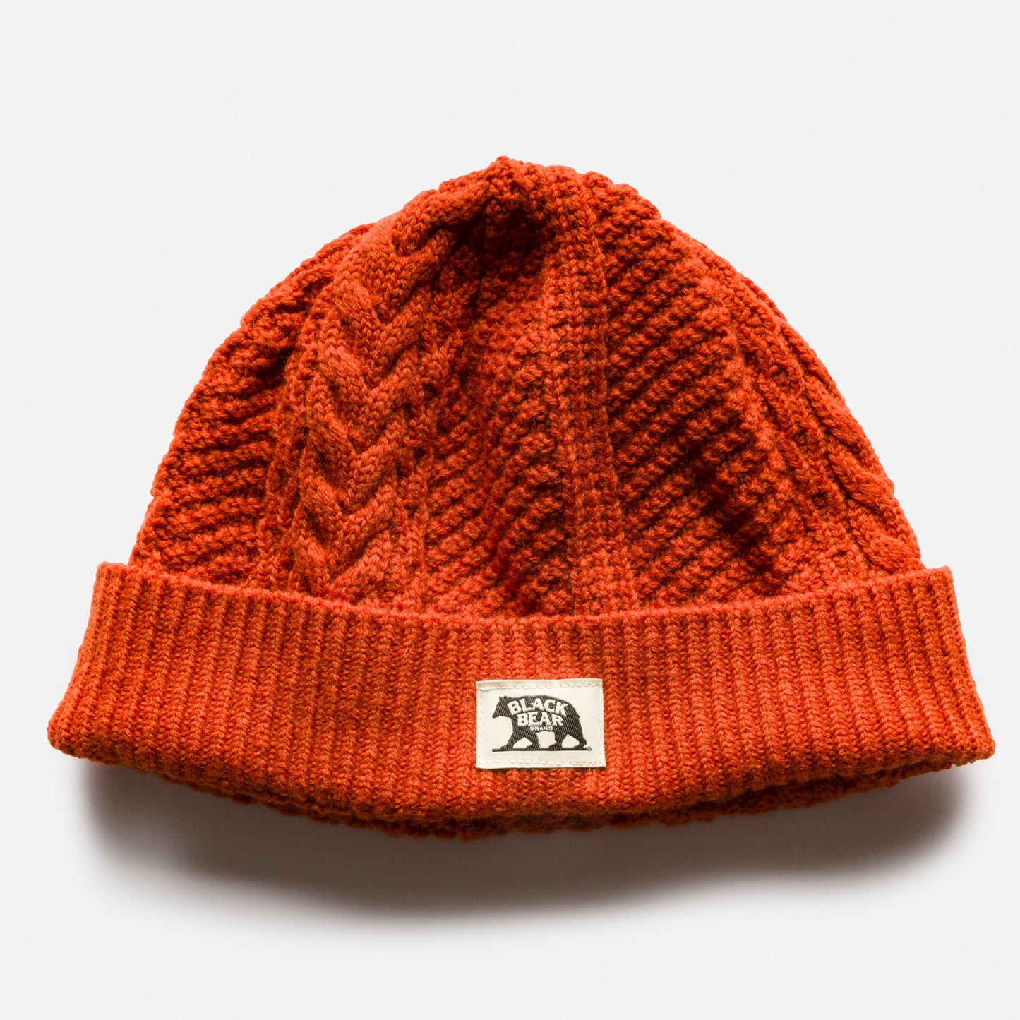 Black Bear Brand WOOL FIRE-ORANGE Cable Knit Watch Cap