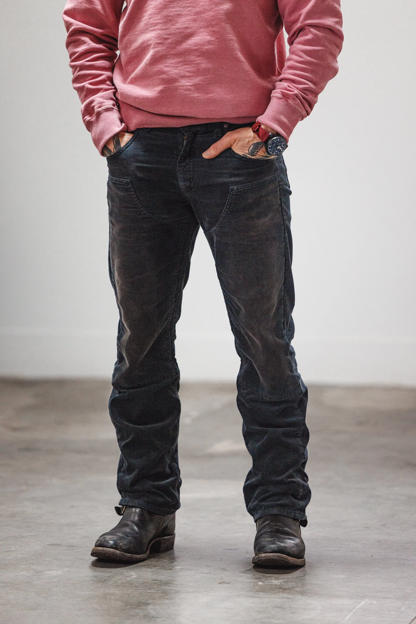 Black Bear Brand BLACK Double Front Bleached/Distressed Cords