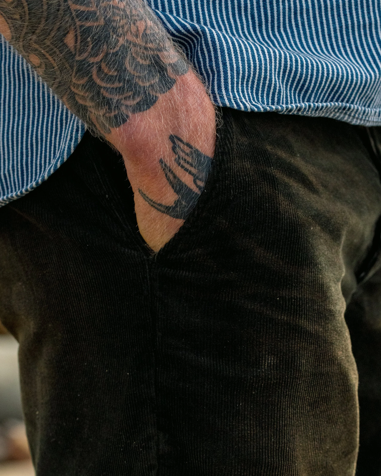 Charcoal Black Distressed Black Bear Brand Corduroy Short