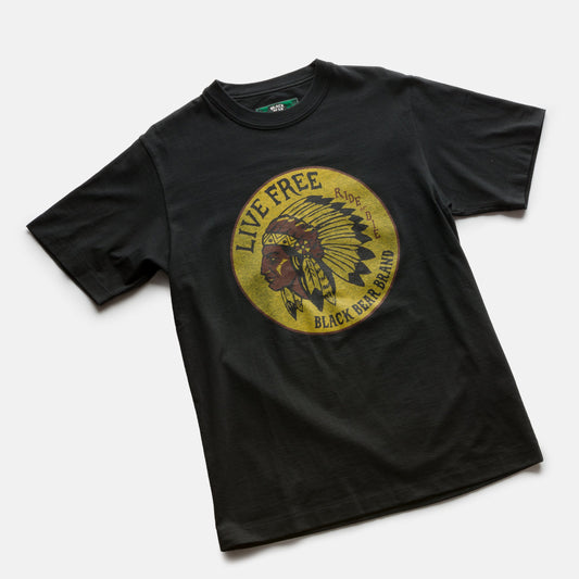 Live Free - MADE IN JAPAN, Black Bear Band chopper tee, craftsmanship at its best, the best tshirt in Japan