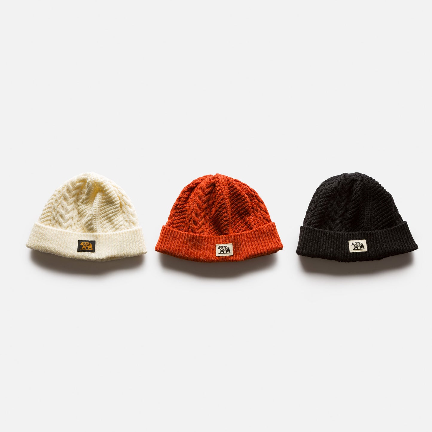 Black Bear Brand WOOL FIRE-ORANGE Cable Knit Watch Cap