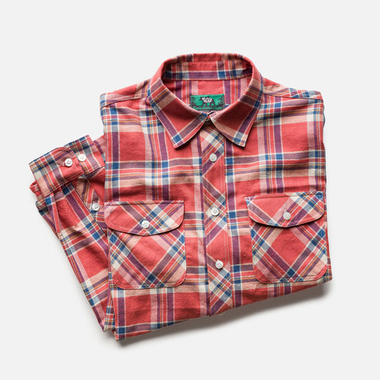 Black Bear Brand RED Distressed Plaid Button-Up Shirt