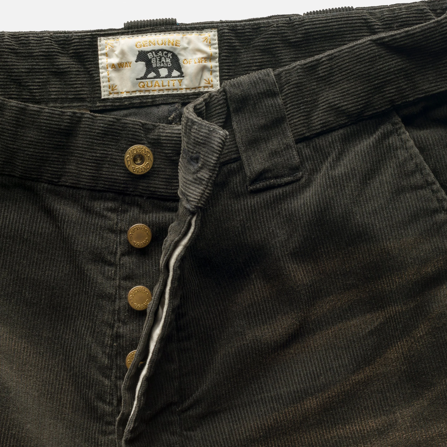 Charcoal Black Distressed Black Bear Brand Corduroy Short