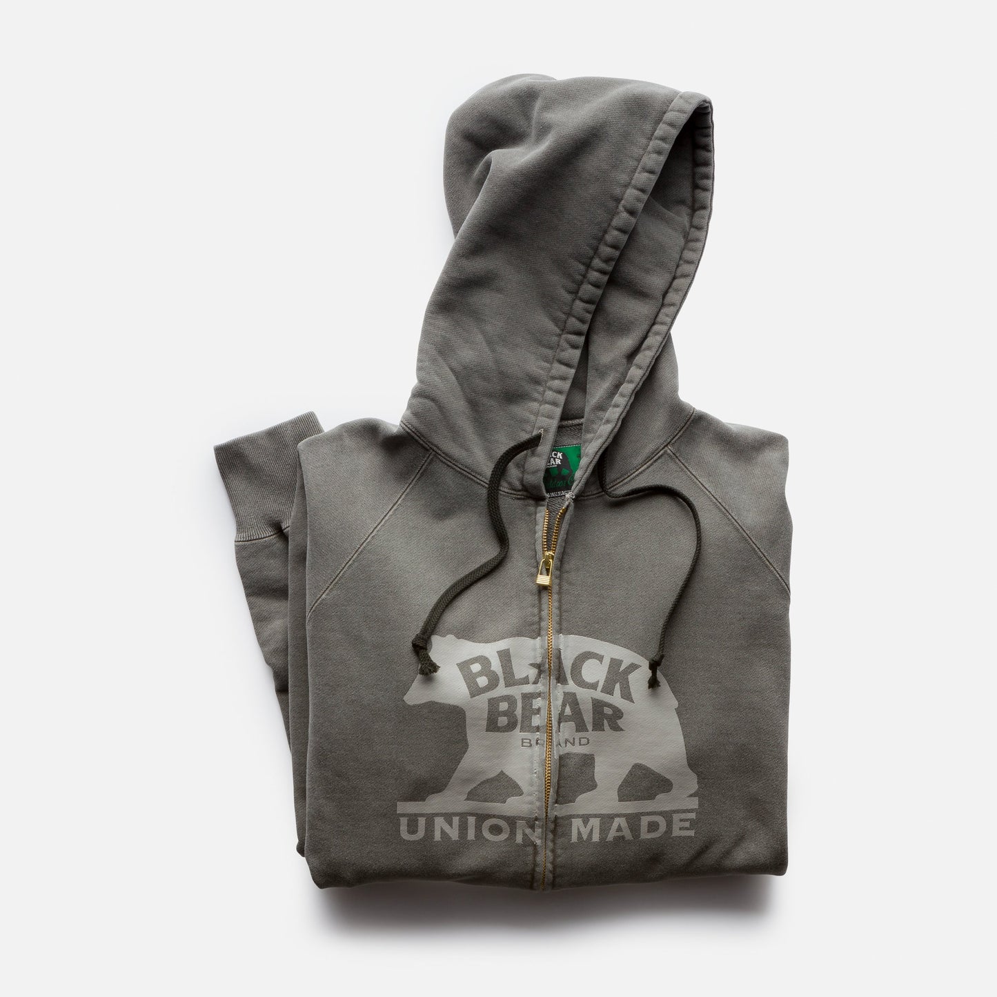 Black Bear Brand ZIP Hoody, Vintage Charcoal GREY Garment Dyed - French Terry ZIP Hood